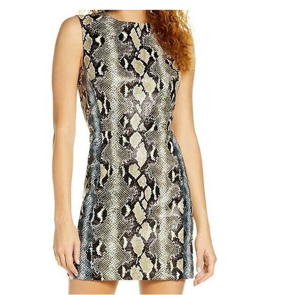 French Connection Faux Leather Snakeskin Dress ~$165